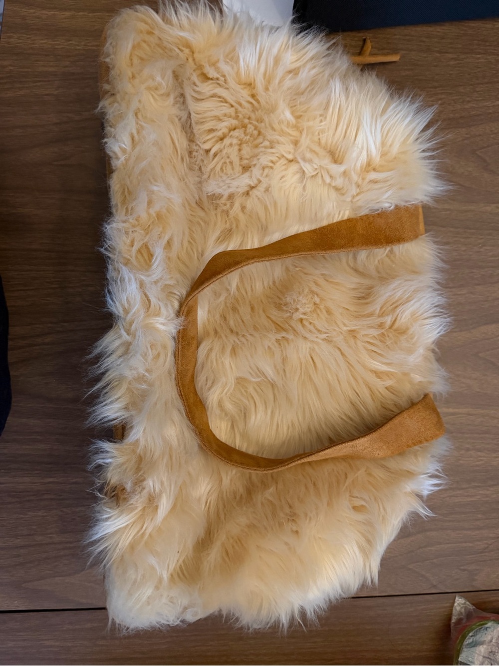 Atenti Overnighter Llama Bag - Long Shag Faux Fur Weekender Tote